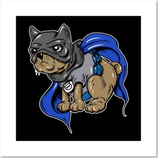 Superhero Pug French Bulldog Posters and Art